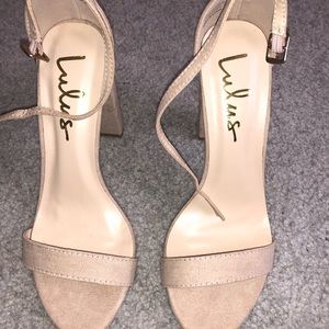 Lulus Natural Suede Ankle Strap Heels